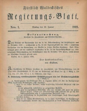 12. Januar-20. December = Nro. 1-18