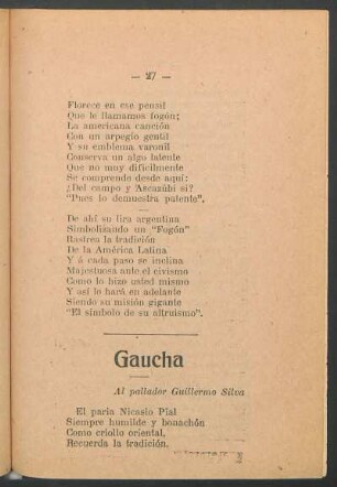 Gaucha : Al pallador Guillermo Silva