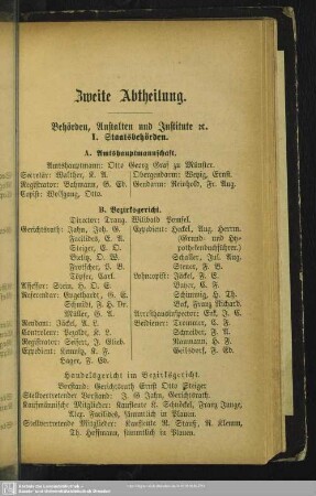 I. Staatsbehörden