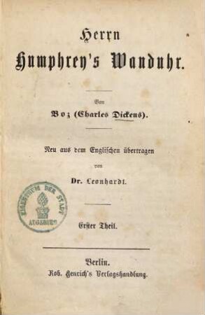 Herrn Humphrey's Wanduhr, 1