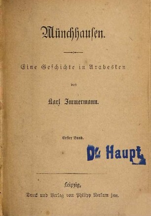 Münchhausen : eine Geschichte in Arabesken, 1