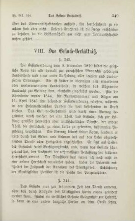 VIII. Das Gesinde-Verhältniß.