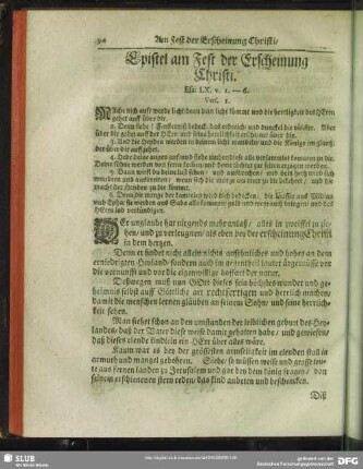 Epistel am Fest der Erscheinung Christi. Esai LX. v. 1. --- 6. Vers. 1.