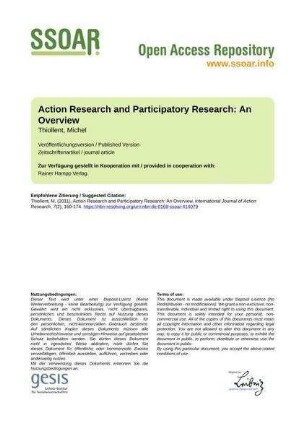 Action Research and Participatory Research: An Overview