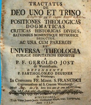 Tractatus De Deo Uno Et Trino