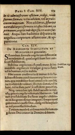 Cap. XIV. De Angelorum Stabilitate Et Ministerio generatim