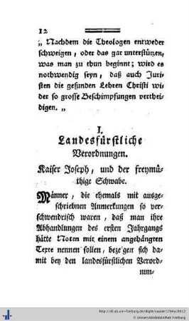 I. Landesfürstliche Verordnungen.