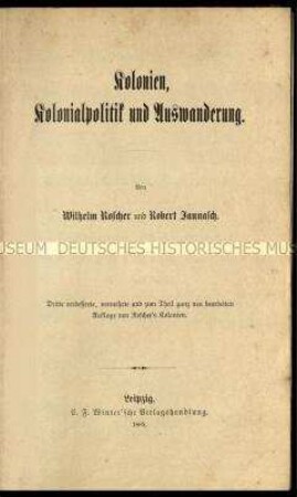 Publikation über Kolonien, Kolonialpolitik und Auswanderung