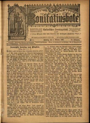 Erste Ausgabe vom Sonntag, den 08. Oktober 1899.