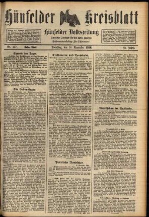 Erste Ausgabe vom Dienstag, den 16. November 1926.