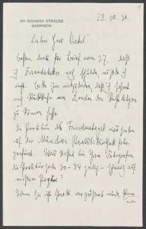 Sammlung aus dem Nachlass von Richard Strauss (1864-1949) – BSB Ana 330. 330.I. Oertel, Johannes, Richard Strauss (1864-1949) Sammlung: Briefe an Johannes Oertel - BSB Ana 330.I. Oertel, Johannes