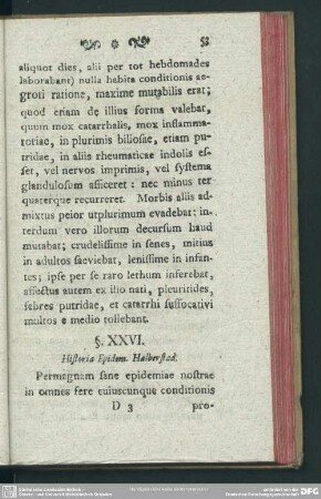 §. XXVI. Historia Epidem. Halberstad.