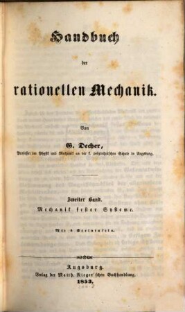 Handbuch der rationellen und technischen Mechanik, 2