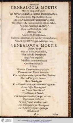 GENEALOGIA MORTIS.