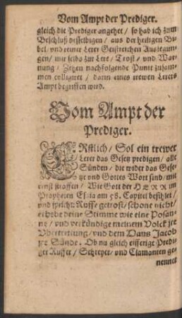 Vom Ampt der Prediger.
