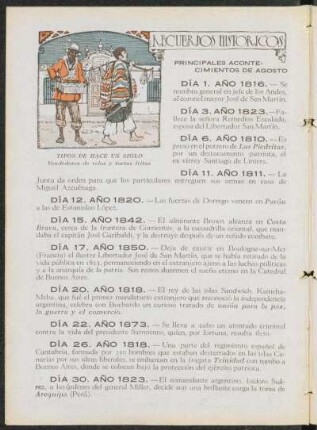 Recuerdos históricos : Principales acontecimientos de agosto
