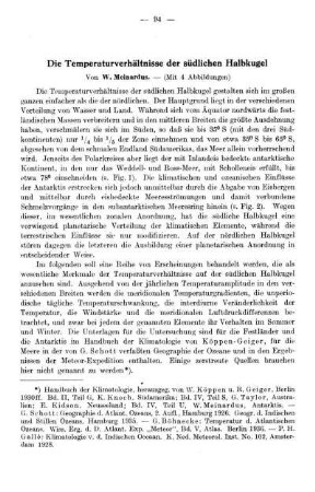 Die Temperaturverhältnisse der südlichen Halbkugel