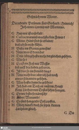Gespräch vom Winter