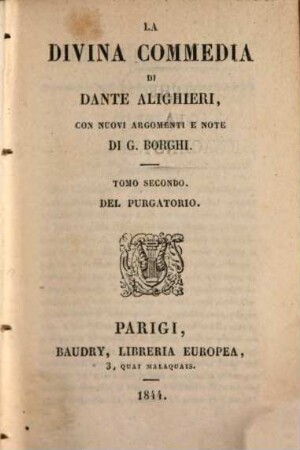 La divina commedia di Dante Alighieri, 2. Del Purgatorio