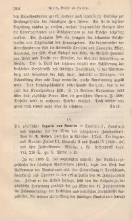 344-345 [Rezension] Pieper, Anton, Die Legaten und Nuntien Julius' III., Marcellus' II., und Paul's IV. (1550 - 1559) und ihre Instruktionen