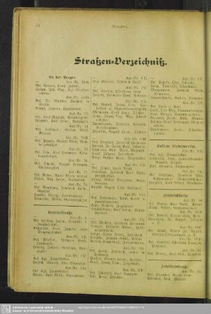 Häuserbuch : Straßen-Verzeichniß