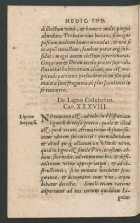 De Ligno Colubrino. Cap. XXXVIII.
