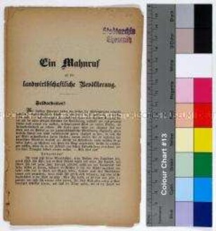 Flugschrift der Sozialdemokratischen Arbeiterpartei zur Aufklärung und Werbung in der Landbevölkerung