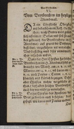 VI. Vom Brotbrechen im heyligen Abendmal