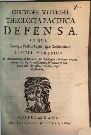 Theologia pacifica defensa
