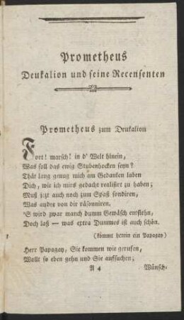 Prometheus Deukalion und seine Recensenten