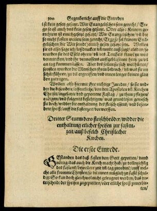 Dritter Sturm dero fleischbröder/ widder die enthaltung etlicher speisen zur fastenzeit/ auß befelch Christlecher Kirchen.