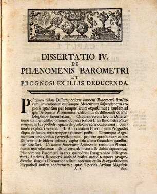 Phaenomena barometri, quatuor dissertationibus inaug. illustrata : Diss. IV., de barometri phaenomenis ...