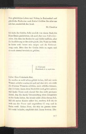 An Marcard Wandsbeck, den 15. April 1800