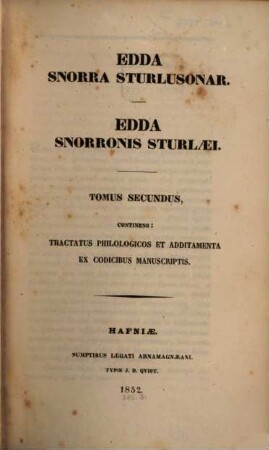 Edda Snorra Sturlusonar, 2. Tractatus philologicos et additamenta ex codicibus manuscriptis
