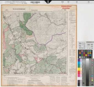 Katasteramt Brilon  Kreis Brilon, Meßtischblatt Niedersfeld 4717, Farbige Einzeichnung mit Namensliste