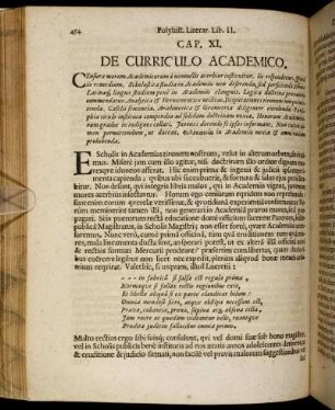 Cap. XI. De Curriculo Academico