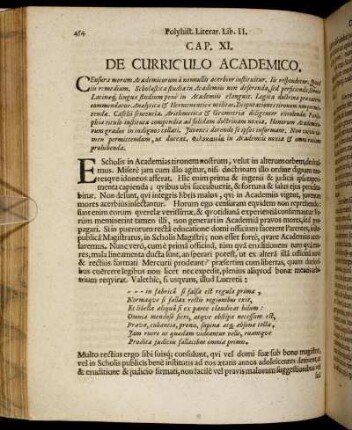 Cap. XI. De Curriculo Academico