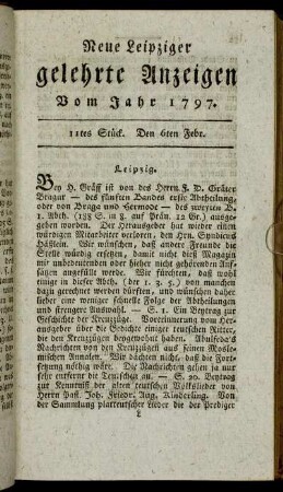 11tes Stück. Den 6ten Febr.