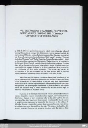 VII. The Role Of Byzantine Provincial Officials Following The Ottoman Conquests Of Their Lands