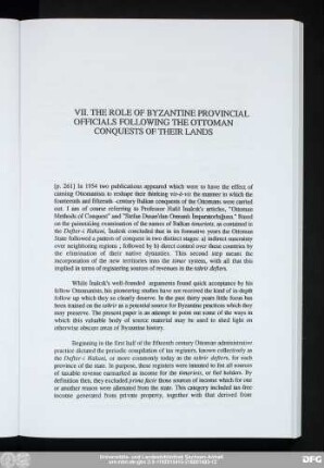 VII. The Role Of Byzantine Provincial Officials Following The Ottoman Conquests Of Their Lands