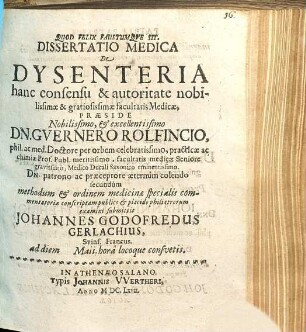 Dissertatio Medica De Dysenteria
