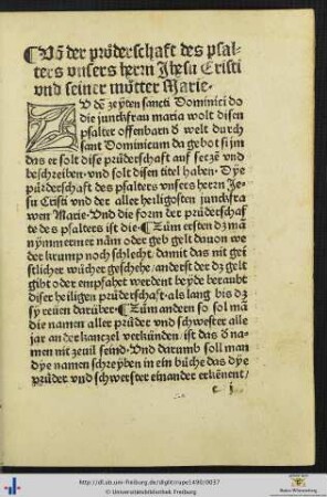 Von der pruoderschaft des psalters...
