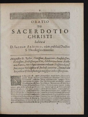 Oratio De Sacerdotio Christi [...]