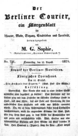 No. 756., Donnerstag, den 13. August 1829