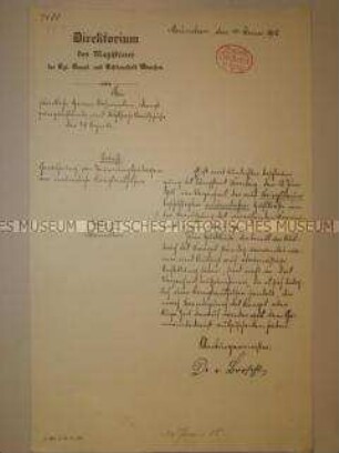 Kopie eines handschriftlichen Rundschreibens des Magistrats von München zur Erfassung der auf Kriegsdauer beschäftigten männlichen Hilfskräfte