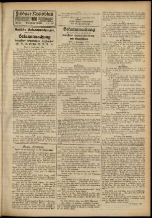 Zweite Ausgabe vom Samstag, den 01. September 1917.