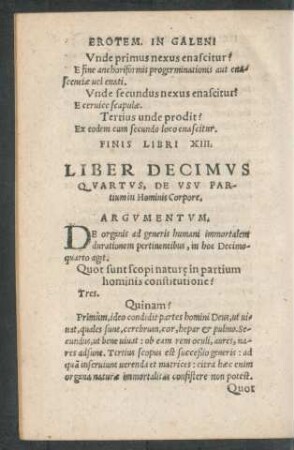 Liber Decimus Quartus, De Usu Partium In Hominis Corpore.