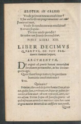 Liber Decimus Quartus, De Usu Partium In Hominis Corpore.