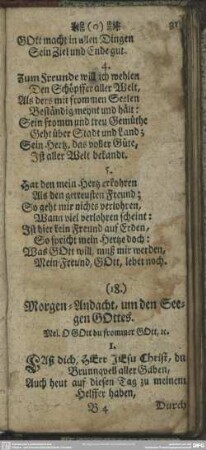 (18.) Morgen-Andacht, um den Seegen Gottes