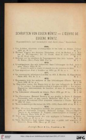 Schriften von Eugen Müntz (Nr. 1 - 229)